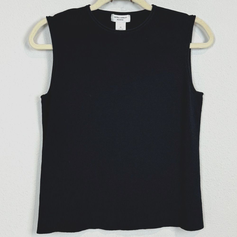 Laura Ashley Black Knit Sleeveless Top PS
